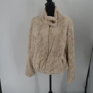 Sanctuary Clothing Faux Fur Jacket with Patterned Lining Size Large